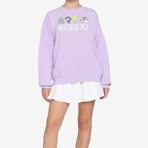 Hot Topic Beetlejuice Chibi‎ Lavender Pullover Sweatshirt Purple Sweater Large